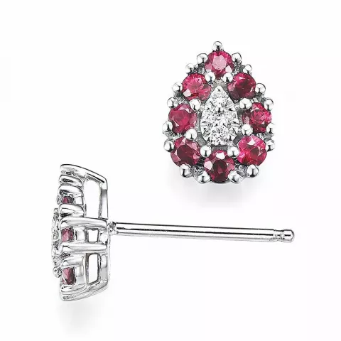 Droppe rubin diamantörhängen i 14 karat vitguld med diamanter och rubiner 