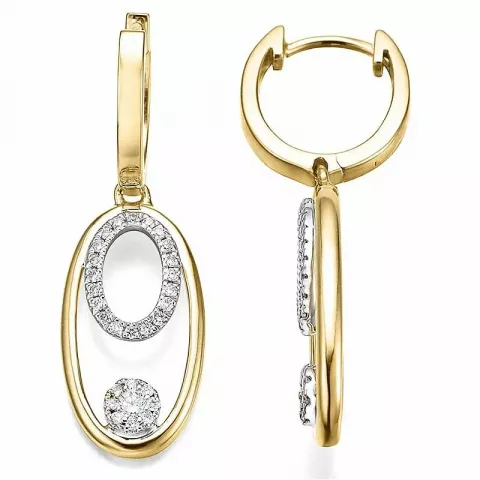 Ovala diamant örhängen i 14 karat guld och vitguld med diamanter 