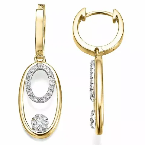 Ovala diamant örhängen i 14 karat guld och vitguld med diamanter