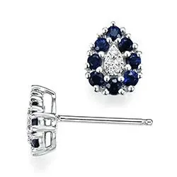 Droppe safir diamantörhängen i 14 karat vitguld med diamanter och safirer