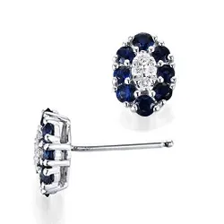 ovala safir diamantörhängen i 14 karat vitguld med safir och diamant