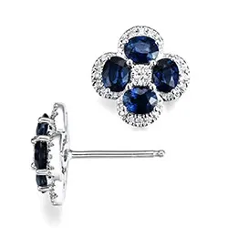 Blommor safir diamantörhängen i 14 karat vitguld med diamanter och safirer