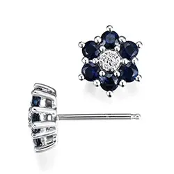 blommor safir briljiantöronringar i 14 karat vitguld med diamant och safir