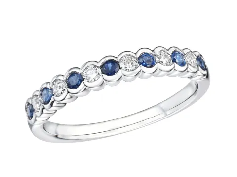 safir alliancring i 14 karat vitguld 0,21 ct 0,34 ct