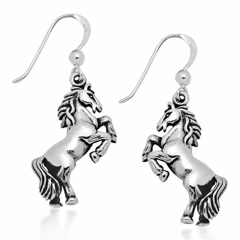 Stora hästar örhängen i oxiderat sterlingsilver