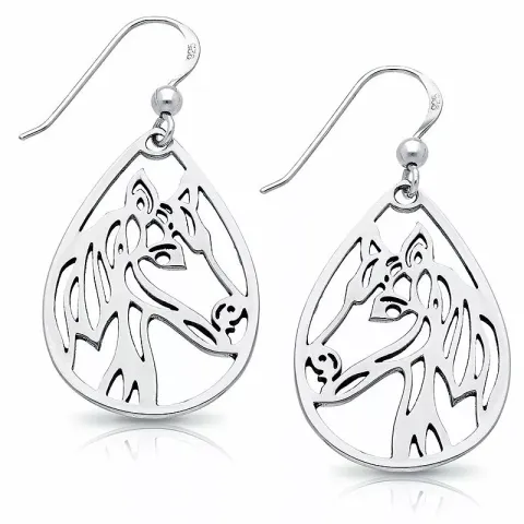 Droppformad hästar örhängen i silver