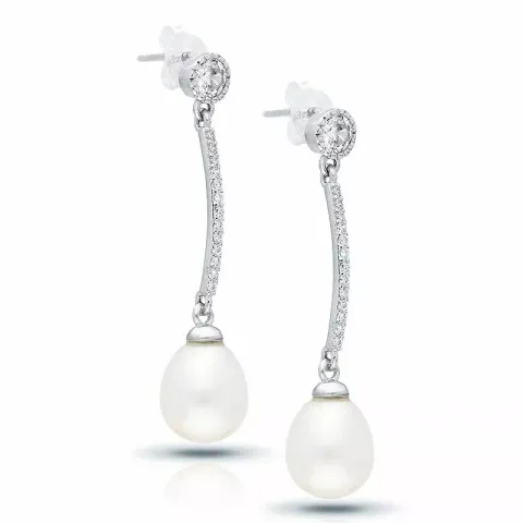 droppe pärla örhängen i silver