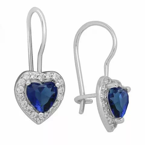 blå hjärta örhängen i silver