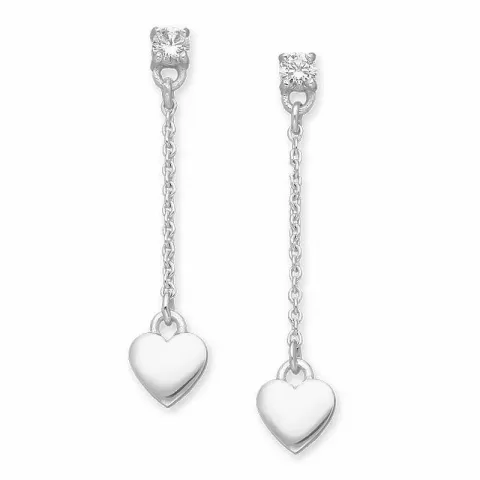 Långa hjärtan örhängen i silver