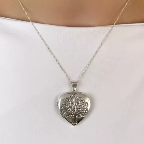 hjärta livets träd hängen i silver