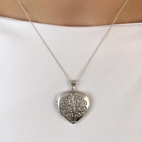 hjärta livets träd hängen i silver