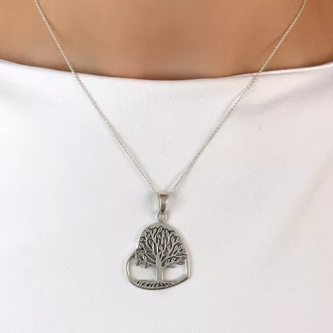 hjärta livets träd hängen i silver