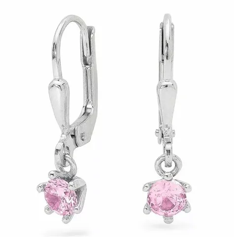 4 mm runda rosa örhängen i silver