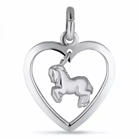 Hjärta hästar hängen i silver