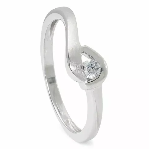 Borstat zirkon ring i silver