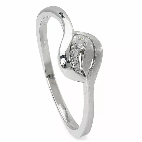 Matt abstrakt zirkon ring i silver
