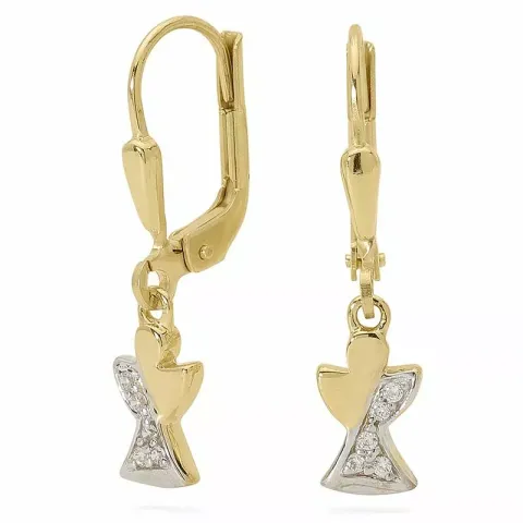 ängel örhängen i 9 karat guld med 