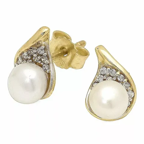 Pärla örhängestift i 9 karat guld med 