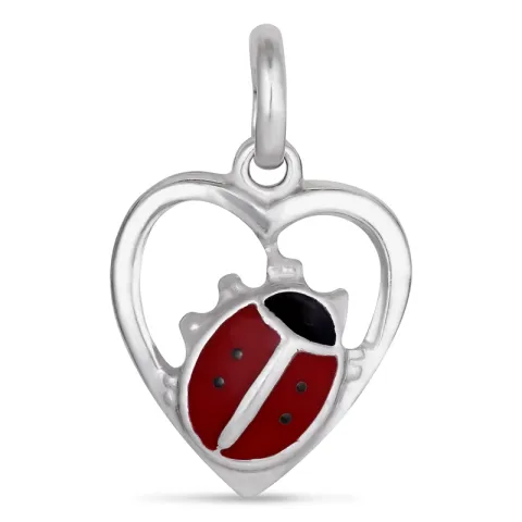 hjärta nyckelpiga hängen i silver