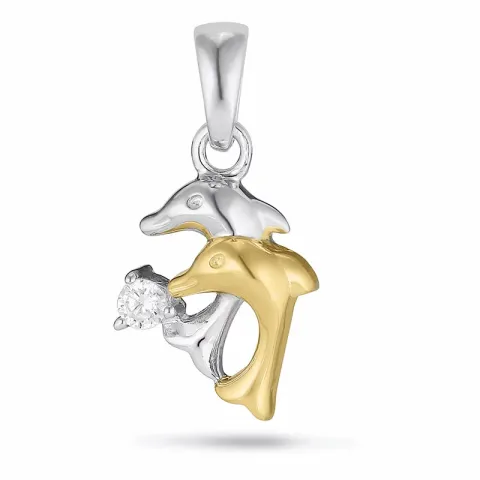 delfin hängen i silver och förgyllt silver
