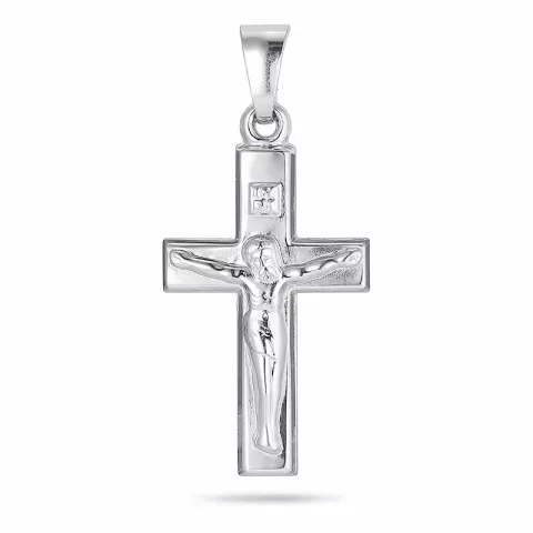 23 x 13 MM kors med Jesus hängen i silver