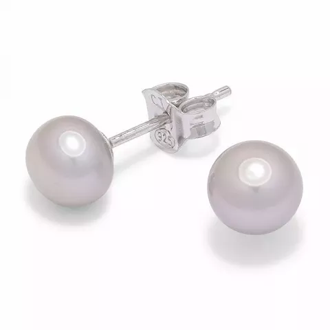 7 mm grå pärla örhängestift i silver