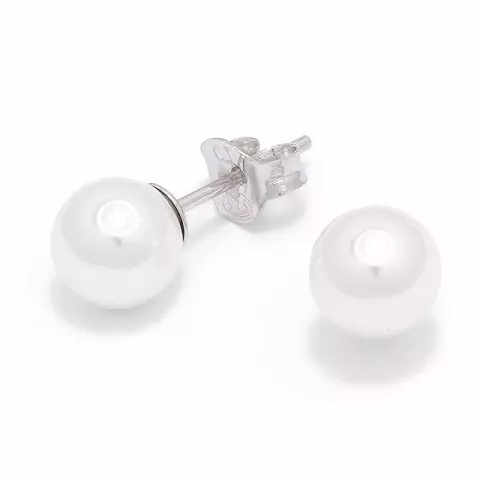 7 mm runda vita pärla örhängestift i silver