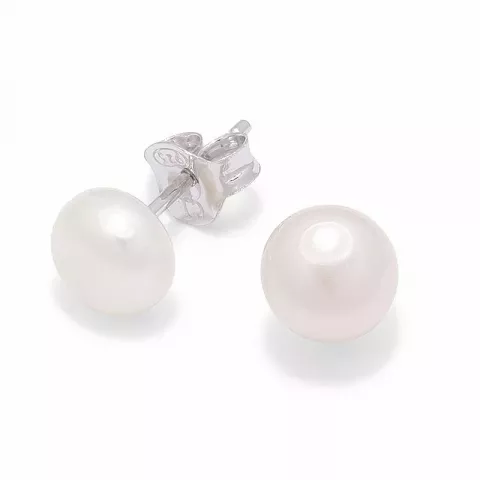 7 mm vita pärla örhängestift i silver