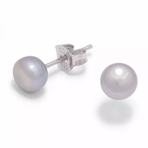 6-6,5 mm grå pärla örhängestift i silver