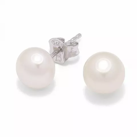 7-7,5 mm vita pärla örhängestift i silver