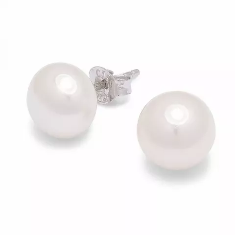 10 mm vita pärla örhängestift i silver