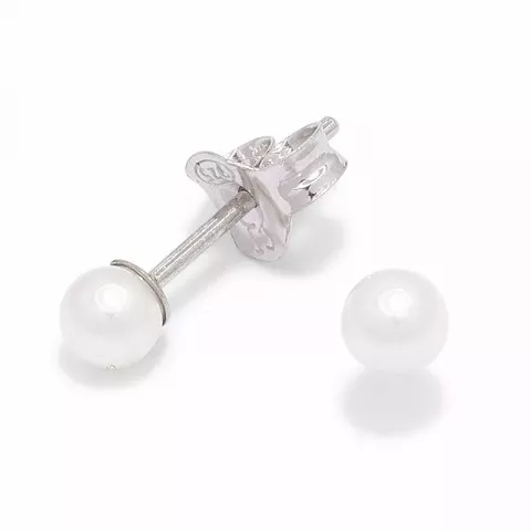 3,5-4 mm runda vita pärla örhängestift i silver