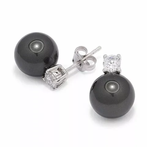 Stora runda pärla örhängestift i silver