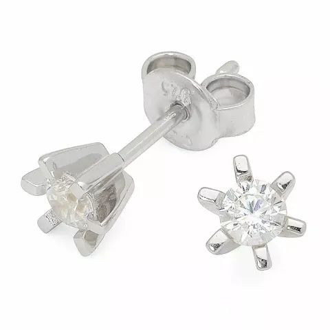 zirkon örhängestift i silver