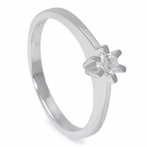 zirkon solitärring i silver