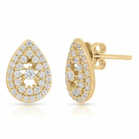 Stora droppe örhängestift i förgyllt silver