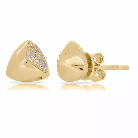 trekantigt zirkon örhängestift i förgyllt silver