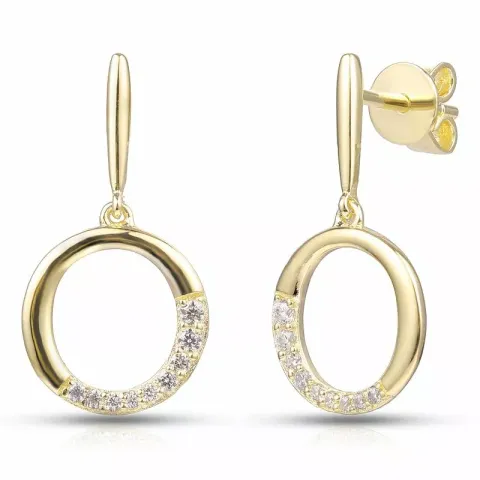 Långa runda örhängen i förgyllt silver