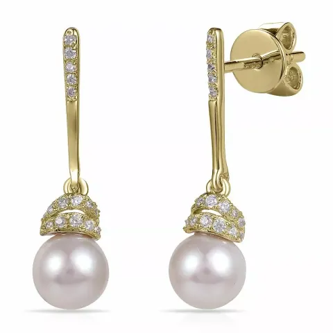 Långa pärla örhängen i förgyllt silver