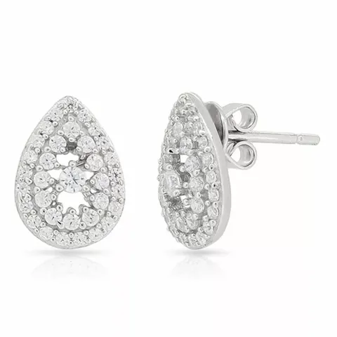 droppe zirkon örhängen i silver