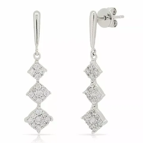 Långa fyrkantigt zirkon örhängen i silver