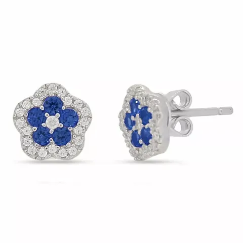 blommor blå örhängen i silver