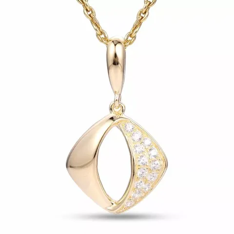 fyrkantigt zirkon hängen i förgyllt silver