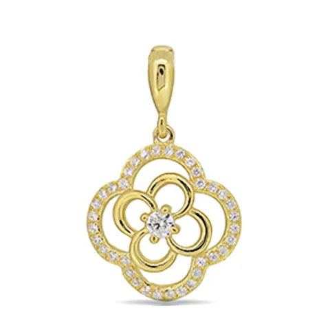 blommor zirkon hängen i förgyllt silver