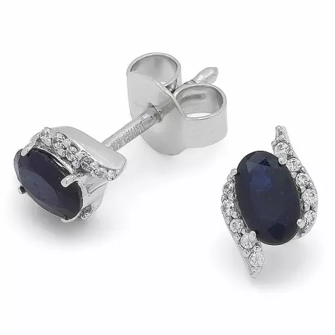 Vackra safir örhängestift i 9 karat vitguld med safirer och zirkoner