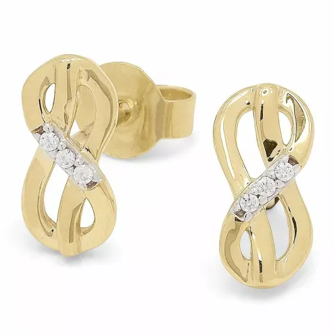 Abstrakt zirkon guldörhängestift i 9 karat guld med zirkoner