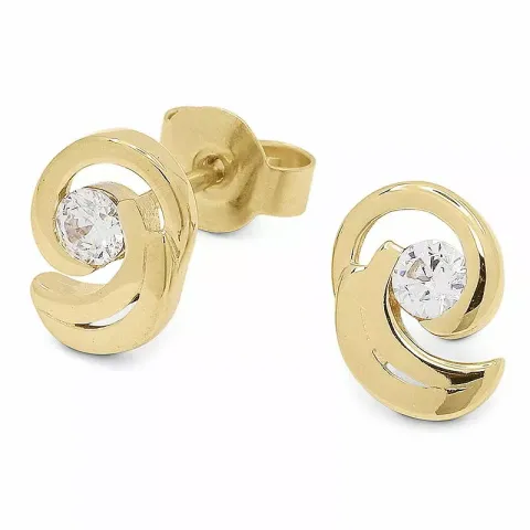 vita zirkon guldörhängestift i 9 karat guld med 