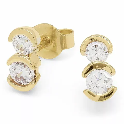 Enkla guldörhängestift i 9 karat guld med zirkoner