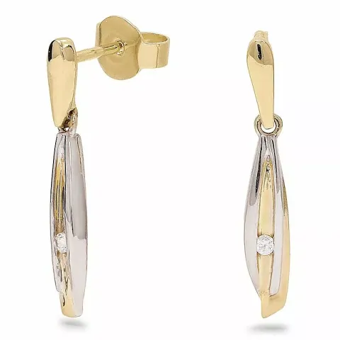 Enkla zirkon guldörhängen i 9 karat guld med rhodium med zirkoner