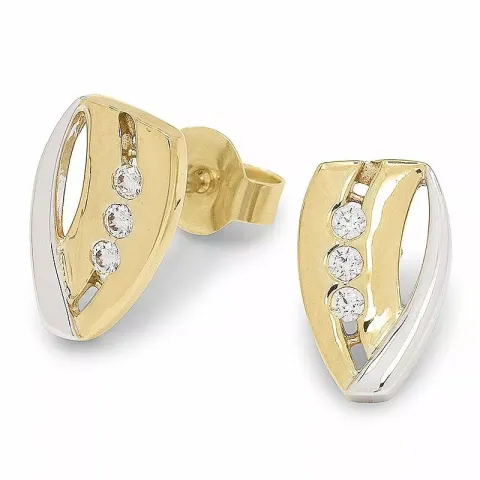 Vackra zirkon guldörhängen i 9 karat guld med rhodium med zirkoner